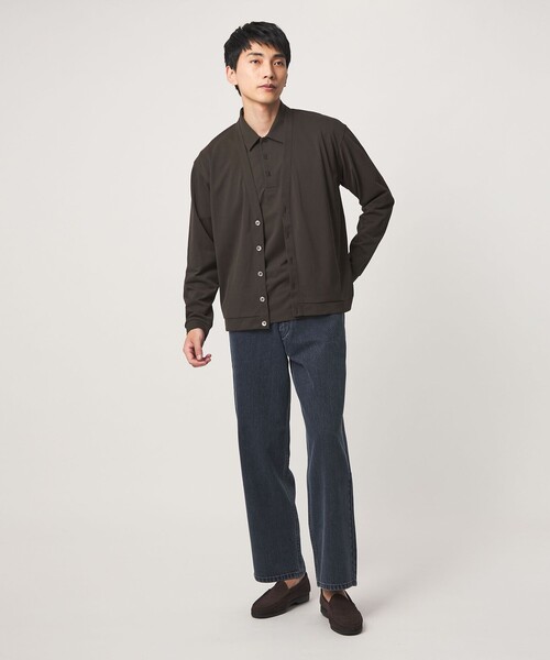 green label relaxing(グリーンレーベルリラクシング)の「アイスコットン カノコ カーディガン -接触冷感-(カーディガン/ボレロ・メンズ・ダークグレー/ダークブラウン・S/M/L/XL)」の5枚目の写真