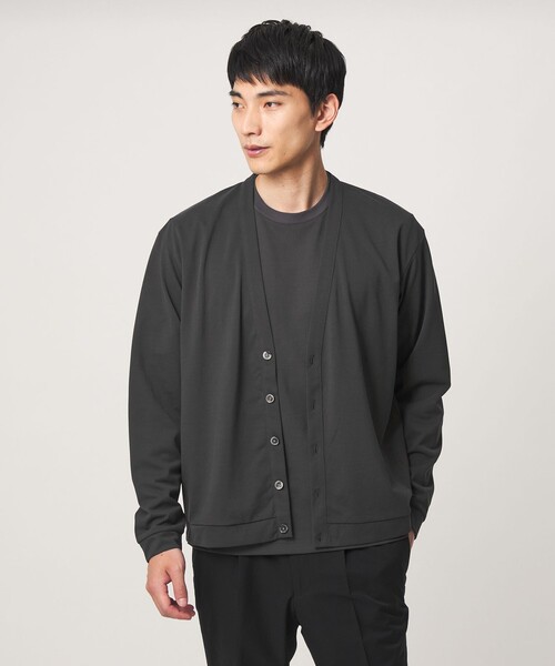 green label relaxing(グリーンレーベルリラクシング)の「アイスコットン カノコ カーディガン -接触冷感-(カーディガン/ボレロ・メンズ・ダークグレー/ダークブラウン・S/M/L/XL)」の6枚目の写真