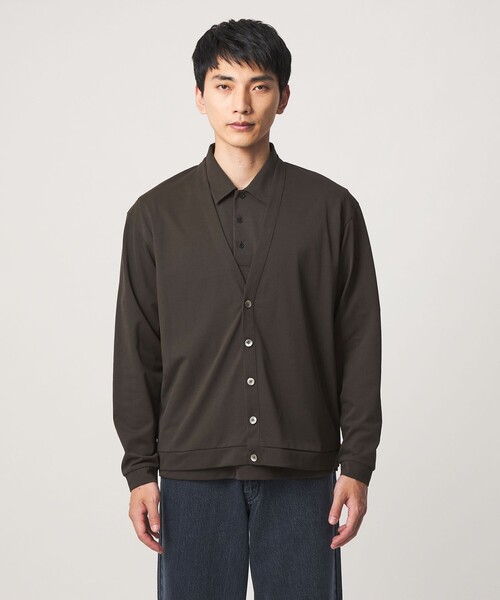 green label relaxing(グリーンレーベルリラクシング)の「アイスコットン カノコ カーディガン -接触冷感-(カーディガン/ボレロ・メンズ・ダークグレー/ダークブラウン・S/M/L/XL)」の8枚目の写真