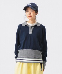 カラーブロック ニット ポロ