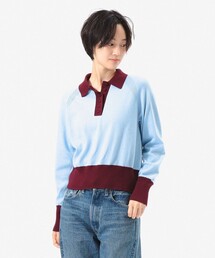 カラーブロック ニット ポロ