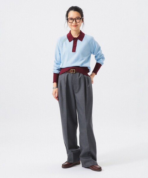 BEAMS BOY(ビームスボーイ)の「カラーブロック ニット ポロ(ニット/セーター・レディース・サックスブルー/ネイビー/イエロー・0/1/2)」の12枚目の写真