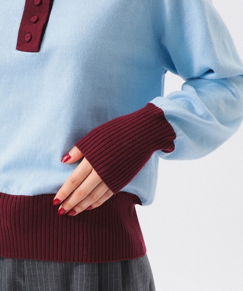 BEAMS BOY(ビームスボーイ)の「カラーブロック ニット ポロ(ニット/セーター・レディース・サックスブルー/ネイビー/イエロー・0/1/2)」の20枚目の写真
