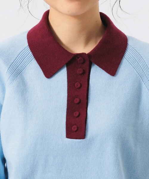 BEAMS BOY（ビームスボーイ）の「カラーブロック ニット ポロ（ニット/セーター・レディース・サックスブルー/ネイビー/イエロー・0/1/2）」の22枚目の写真