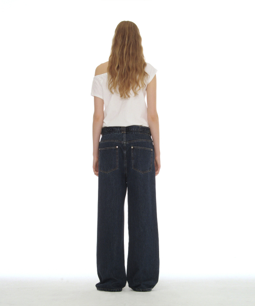 PARTIMENTO WOMEN(パルティメントウィメン)の「ドローストリングルーズジーンズ_ダークブルー(デニムパンツ・レディース・その他・SMALL/MEDIUM)」の4枚目の写真