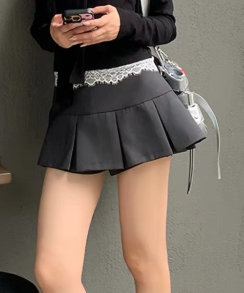Vipoa(ヴィポア)の「Layered micro mini skirt pants(その他パンツ・レディース・ブラック/グレー・MEDIUM/SMALL)」の7枚目の写真