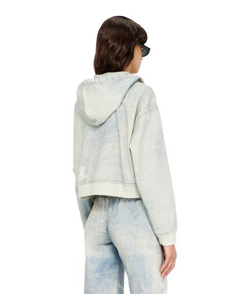 DIESEL(ディーゼル)の「ウィメンズ ジョグ ジップアップパーカー DE-GIRI-CROP JOGG(パーカー・レディース・インディゴブルー・X-SMALL/XX-SMALL/MEDIUM/SMALL)」の3枚目の写真
