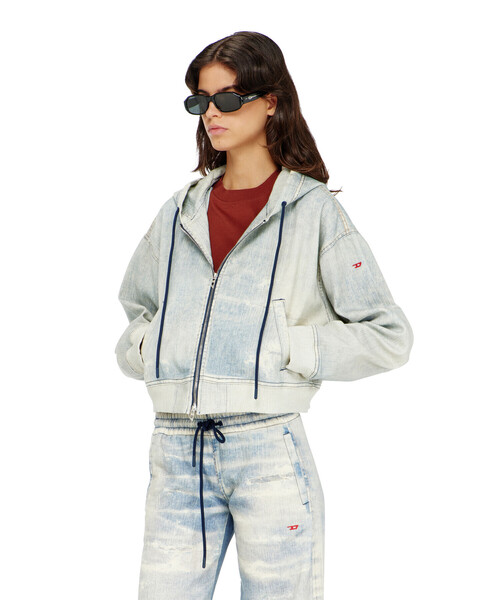DIESEL(ディーゼル)の「ウィメンズ ジョグ ジップアップパーカー DE-GIRI-CROP JOGG(パーカー・レディース・インディゴブルー・X-SMALL/XX-SMALL/MEDIUM/SMALL)」の4枚目の写真