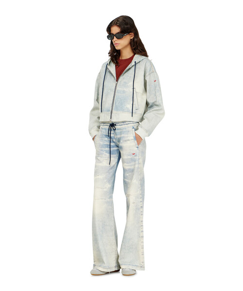 DIESEL(ディーゼル)の「ウィメンズ ジョグ ジップアップパーカー DE-GIRI-CROP JOGG(パーカー・レディース・インディゴブルー・X-SMALL/XX-SMALL/MEDIUM/SMALL)」の6枚目の写真