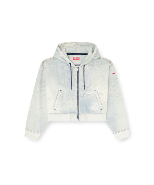 DIESEL(ディーゼル)の「ウィメンズ ジョグ ジップアップパーカー DE-GIRI-CROP JOGG(パーカー・レディース・インディゴブルー・X-SMALL/XX-SMALL/MEDIUM/SMALL)」の2枚目の写真
