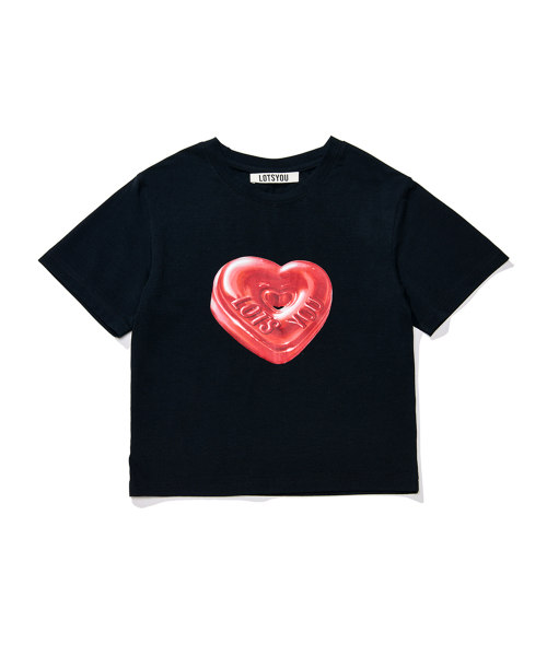 LOTSYOU(ロッツユー)の「LOTSYOU_THE FRIEND HEART CANDY Tee Black(Tシャツ/カットソー・レディース・その他・OS)」の1枚目の写真