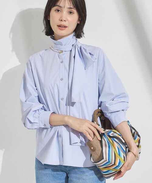INDIVI(インディヴィ)の「【接触冷感/ストレッチ◎】取外し可ボウタイシャツ(シャツ/ブラウス・レディース・ライトブルー/オレンジ系/ホワイト・38/34/15 /13/05/19)」の13枚目の写真