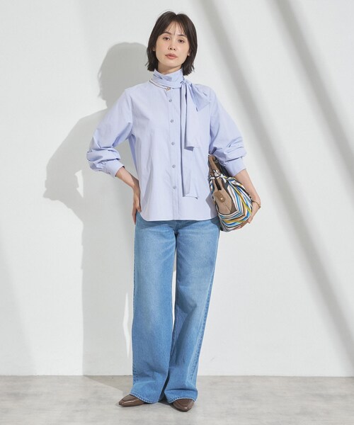 INDIVI(インディヴィ)の「【接触冷感/ストレッチ◎】取外し可ボウタイシャツ(シャツ/ブラウス・レディース・ライトブルー/オレンジ系/ホワイト・38/34/15 /13/05/19)」の14枚目の写真