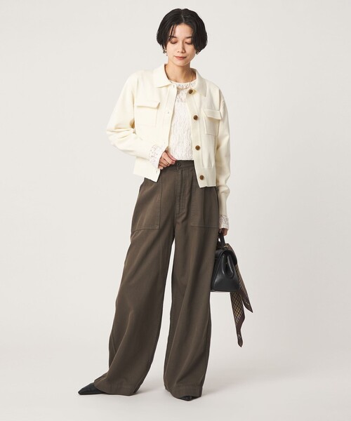 green label relaxing(グリーンレーベルリラクシング)の「レース プルオーバー カットソー(Tシャツ/カットソー・レディース・ダークブラウン/オフホワイト/ブラック・FREE)」の5枚目の写真