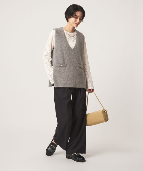 green label relaxing(グリーンレーベルリラクシング)の「レース プルオーバー カットソー(Tシャツ/カットソー・レディース・ダークブラウン/オフホワイト/ブラック・FREE)」の6枚目の写真
