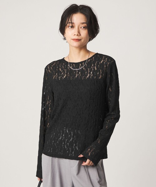green label relaxing(グリーンレーベルリラクシング)の「レース プルオーバー カットソー(Tシャツ/カットソー・レディース・ダークブラウン/オフホワイト/ブラック・FREE)」の8枚目の写真