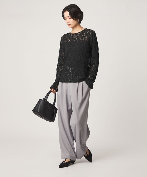 green label relaxing(グリーンレーベルリラクシング)の「レース プルオーバー カットソー(Tシャツ/カットソー・レディース・ダークブラウン/オフホワイト/ブラック・FREE)」の9枚目の写真