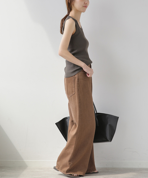 JOURNAL STANDARD relume(ジャーナルスタンダード レリューム)の「コットンツイルワイドパンツ(デニムパンツ・レディース・チャコールグレー/ブラウン/ベージュ・38/36)」の4枚目の写真