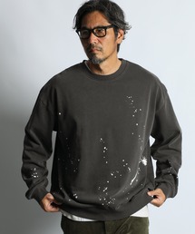 The DUFFER of ST.GEORGE（ザダファーオブセントジョージ）の「【WEB限定アイテム】SPLATTER USED SWEAT CREW:セットアップ対応 ペイントプリント ユーズドライク スウェット   スプラッターデザイン   ピグメント加工（スウェット）」