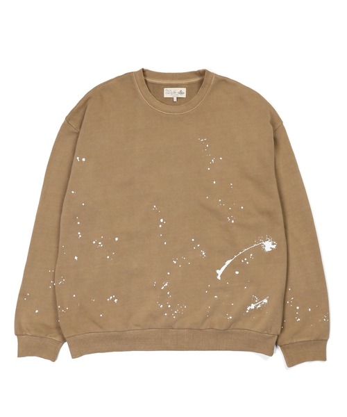 The DUFFER of ST.GEORGE(ザダファーオブセントジョージ)の「【WEB限定アイテム】SPLATTER USED SWEAT CREW:セットアップ対応 ペイントプリント ユーズドライク スウェット / スプラッターデザイン / ピグメント加工(スウェット・メンズ・ブラウン/スミクロ・LARGE/X-LARGE/MEDIUM/SMALL)」の8枚目の写真