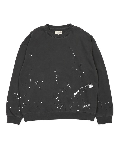 The DUFFER of ST.GEORGE(ザダファーオブセントジョージ)の「【WEB限定アイテム】SPLATTER USED SWEAT CREW:セットアップ対応 ペイントプリント ユーズドライク スウェット / スプラッターデザイン / ピグメント加工(スウェット・メンズ・ブラウン/スミクロ・LARGE/X-LARGE/MEDIUM/SMALL)」の7枚目の写真