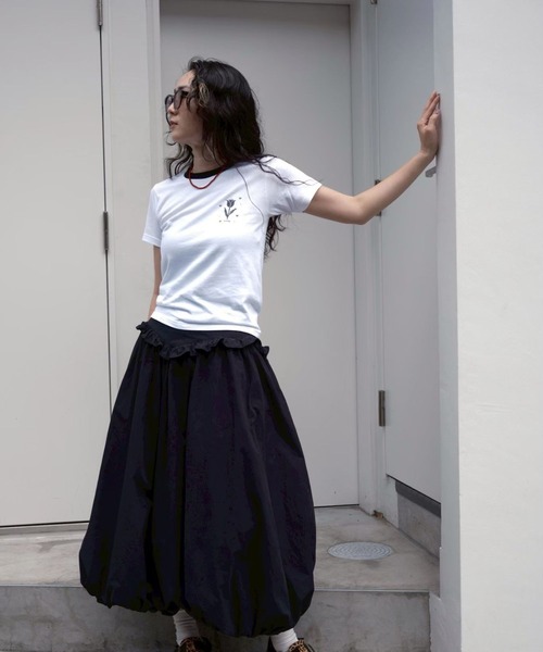 BLOOMING CHARM(ブルーミングチャーム)の「Lovely Tulip Mini T-shirt(Tシャツ/カットソー・レディース・レッド/ネイビー/ブラック・ONE SIZE)」の9枚目の写真