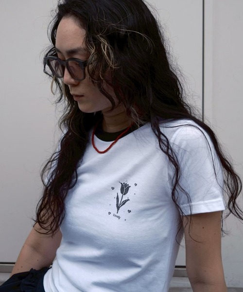 BLOOMING CHARM(ブルーミングチャーム)の「Lovely Tulip Mini T-shirt(Tシャツ/カットソー・レディース・レッド/ネイビー/ブラック・ONE SIZE)」の13枚目の写真