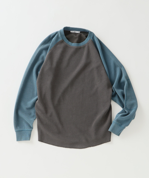 JOURNAL STANDARD relume(ジャーナルスタンダード レリューム)の「フェードワッフル ラグラン ロンT(Tシャツ/カットソー・メンズ・ブラウン/ブラック/ブルー・MEDIUM/LARGE)」の3枚目の写真