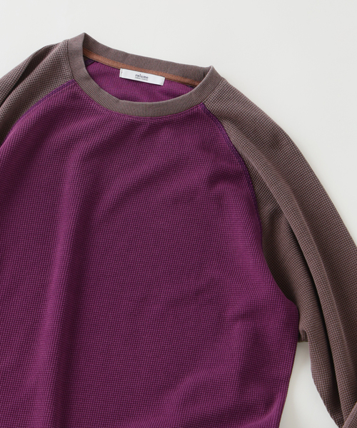 JOURNAL STANDARD relume(ジャーナルスタンダード レリューム)の「フェードワッフル ラグラン ロンT(Tシャツ/カットソー・メンズ・ブラウン/ブラック/ブルー・MEDIUM/LARGE)」の6枚目の写真