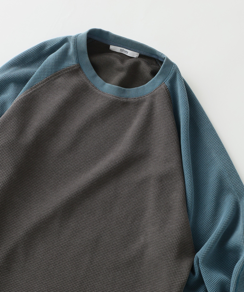 JOURNAL STANDARD relume(ジャーナルスタンダード レリューム)の「フェードワッフル ラグラン ロンT(Tシャツ/カットソー・メンズ・ブラウン/ブラック/ブルー・MEDIUM/LARGE)」の7枚目の写真