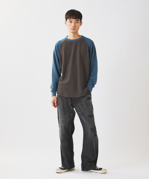 JOURNAL STANDARD relume(ジャーナルスタンダード レリューム)の「フェードワッフル ラグラン ロンT(Tシャツ/カットソー・メンズ・ブラウン/ブラック/ブルー・MEDIUM/LARGE)」の10枚目の写真