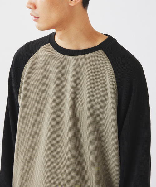 JOURNAL STANDARD relume(ジャーナルスタンダード レリューム)の「フェードワッフル ラグラン ロンT(Tシャツ/カットソー・メンズ・ブラウン/ブラック/ブルー・MEDIUM/LARGE)」の14枚目の写真