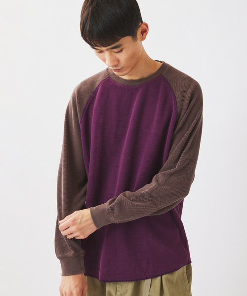 JOURNAL STANDARD relume(ジャーナルスタンダード レリューム)の「フェードワッフル ラグラン ロンT(Tシャツ/カットソー・メンズ・ブラウン/ブラック/ブルー・MEDIUM/LARGE)」の21枚目の写真