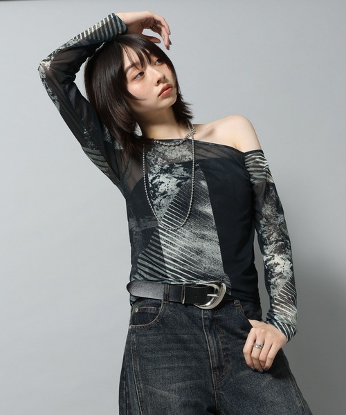 PAGEBOY(ページボーイ)の「【KISHI KAISEI】EXCLUSIVE ARTWORK ワンショルシアーロンT(Tシャツ/カットソー・レディース・グレー系その他/ブルー系その他4・FREE)」の3枚目の写真