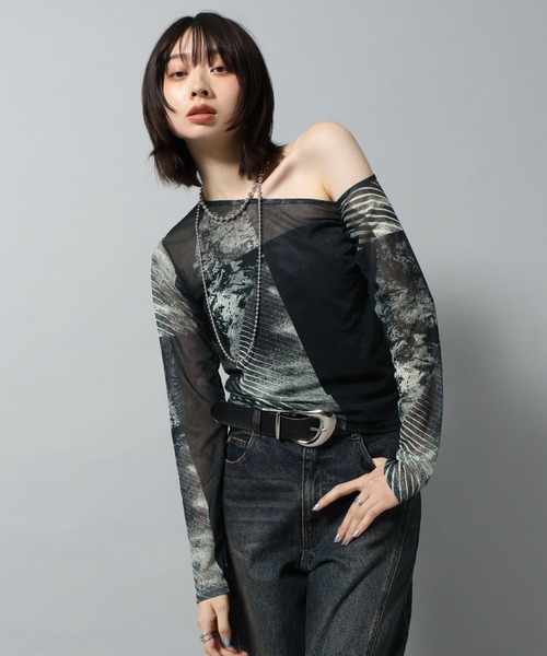 PAGEBOY(ページボーイ)の「【KISHI KAISEI】EXCLUSIVE ARTWORK ワンショルシアーロンT(Tシャツ/カットソー・レディース・グレー系その他/ブルー系その他4・FREE)」の5枚目の写真