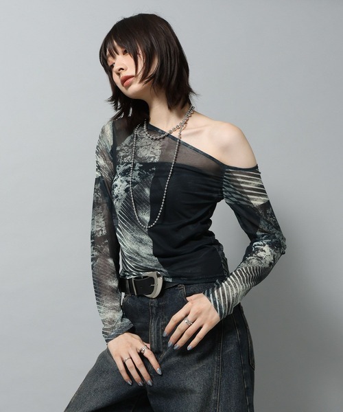 PAGEBOY(ページボーイ)の「【KISHI KAISEI】EXCLUSIVE ARTWORK ワンショルシアーロンT(Tシャツ/カットソー・レディース・グレー系その他/ブルー系その他4・FREE)」の6枚目の写真