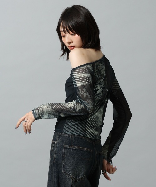 PAGEBOY(ページボーイ)の「【KISHI KAISEI】EXCLUSIVE ARTWORK ワンショルシアーロンT(Tシャツ/カットソー・レディース・グレー系その他/ブルー系その他4・FREE)」の7枚目の写真