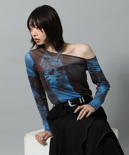 PAGEBOY(ページボーイ)の「【KISHI KAISEI】EXCLUSIVE ARTWORK ワンショルシアーロンT(Tシャツ/カットソー・レディース・グレー系その他/ブルー系その他4・FREE)」の16枚目の写真