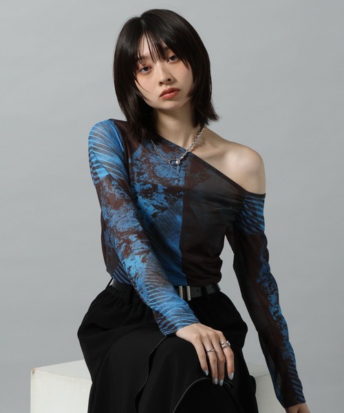 PAGEBOY(ページボーイ)の「【KISHI KAISEI】EXCLUSIVE ARTWORK ワンショルシアーロンT(Tシャツ/カットソー・レディース・グレー系その他/ブルー系その他4・FREE)」の14枚目の写真