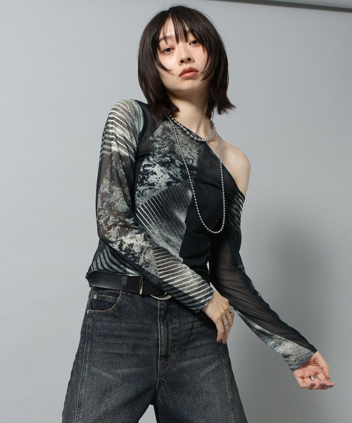 PAGEBOY(ページボーイ)の「【KISHI KAISEI】EXCLUSIVE ARTWORK ワンショルシアーロンT(Tシャツ/カットソー・レディース・グレー系その他/ブルー系その他4・FREE)」の4枚目の写真