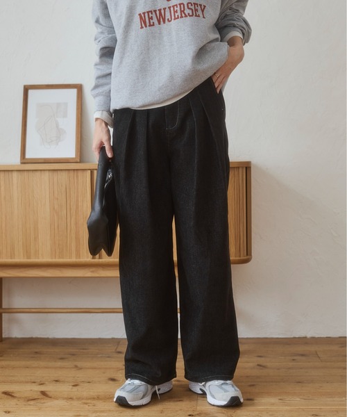 ANGIE(アンジー)の「ベロアデニム タックワイドパンツ / 秋服 / 冬服(デニムパンツ・レディース・ネイビー/ブラック・FREE)」の20枚目の写真