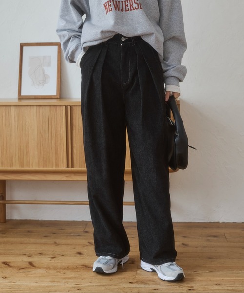 ANGIE(アンジー)の「ベロアデニム タックワイドパンツ / 秋服 / 冬服(デニムパンツ・レディース・ネイビー/ブラック・FREE)」の19枚目の写真