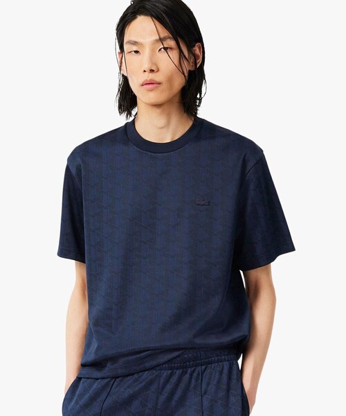 LACOSTE(ラコステ)の「モノグラムジャカードTシャツ(Tシャツ/カットソー・メンズ・ネイビー・2/3/4/5)」の1枚目の写真