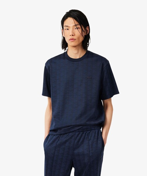 LACOSTE(ラコステ)の「モノグラムジャカードTシャツ(Tシャツ/カットソー・メンズ・ネイビー・2/3/4/5)」の3枚目の写真