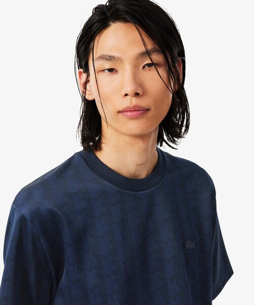 LACOSTE(ラコステ)の「モノグラムジャカードTシャツ(Tシャツ/カットソー・メンズ・ネイビー・2/3/4/5)」の4枚目の写真