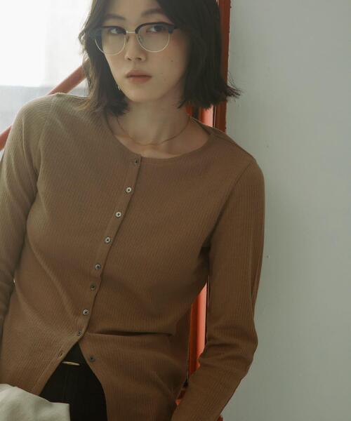 URBAN RESEARCH DOORS（アーバンリサーチドアーズ）の「Vintage Rib Button Cardigan（カーディガン/ボレロ・レディース・ベージュ系その他/ブラック・FREE）」の14枚目の写真