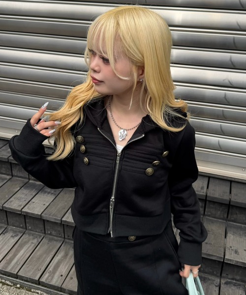 continuer de NICE CLAUP(コンティニューデナイスクラップ)の「こなれ感たっぷりの、ナポレオン風ZIPUPパーカー(パーカー・レディース・トップグレー/ブラウン/カーキ/ブラック・FREE)」の1枚目の写真