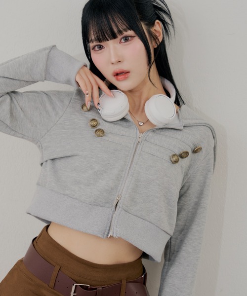 continuer de NICE CLAUP(コンティニューデナイスクラップ)の「こなれ感たっぷりの、ナポレオン風ZIPUPパーカー(パーカー・レディース・トップグレー/ブラウン/カーキ/ブラック・FREE)」の13枚目の写真