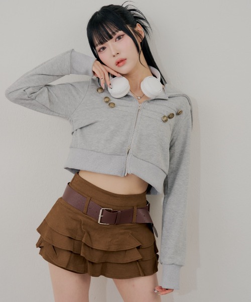 continuer de NICE CLAUP(コンティニューデナイスクラップ)の「こなれ感たっぷりの、ナポレオン風ZIPUPパーカー(パーカー・レディース・トップグレー/ブラウン/カーキ/ブラック・FREE)」の8枚目の写真