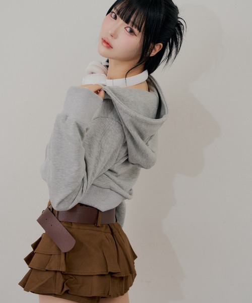 continuer de NICE CLAUP(コンティニューデナイスクラップ)の「こなれ感たっぷりの、ナポレオン風ZIPUPパーカー(パーカー・レディース・トップグレー/ブラウン/カーキ/ブラック・FREE)」の9枚目の写真